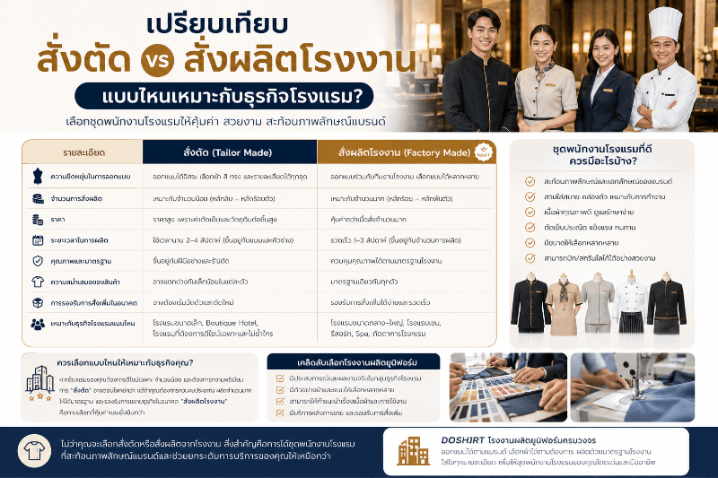 ชุดพนักงานโรงแรม ควรเลือกผ้าแบบไหน ใส่สบาย ดูเรียบร้อย และทนทาน
